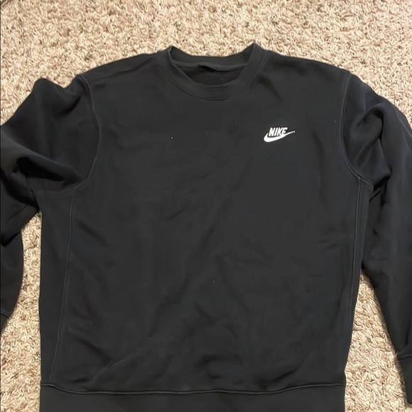 VERY WORN- Nike Black Crewneck Sweatshirt with Iconic Swoosh - Picture 1 of 2